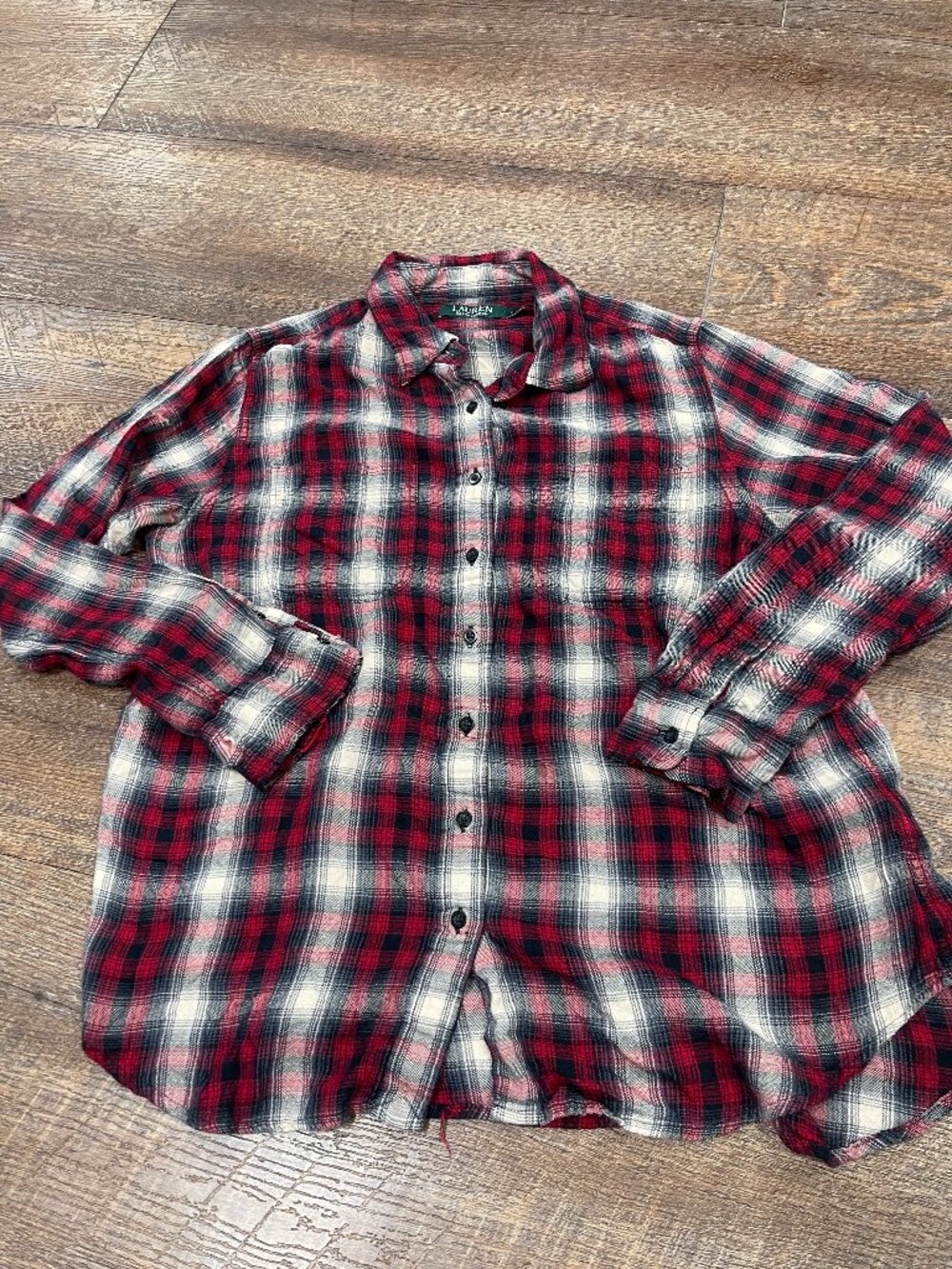 Lauren Ralph Lauren Red Plaid Flannel Shirt L